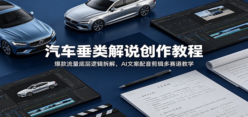 汽车垂类解说创作教程：爆款流量底层逻辑拆解，AI文案配音剪辑多赛道教学-网创资源地