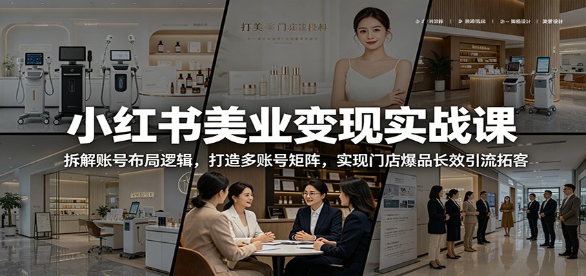 小红书美业变现实战课:拆解账号布局逻辑,打造多账号矩阵,实现门店爆品长效引流拓客-网创资源地