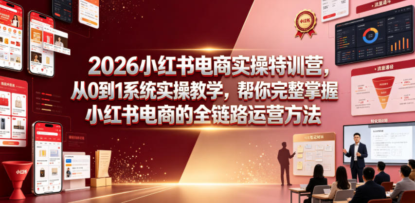 2026小红书电商实操特训营,从0到1系统实操教学,帮你完整掌握小红书电商的全链路运营方法-网创资源地