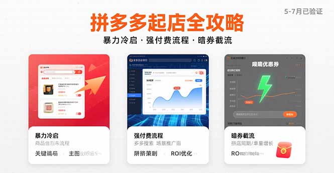 拼多多起店全攻略,暴力冷启,强付费流程,暗券截流,5-7月已验证的方法-网创资源地