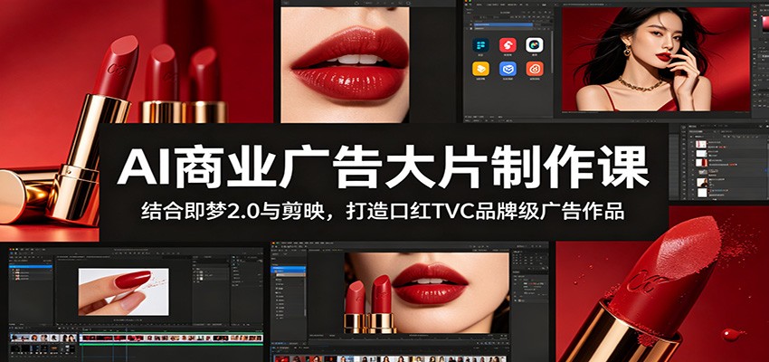 AI商业广告大片制作课:结合即梦2.0与剪映,打造口红TVC品牌级广告作品-网创资源地