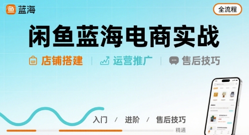 闲鱼蓝海电商实战,店铺搭建运营售后全流程-网创资源地