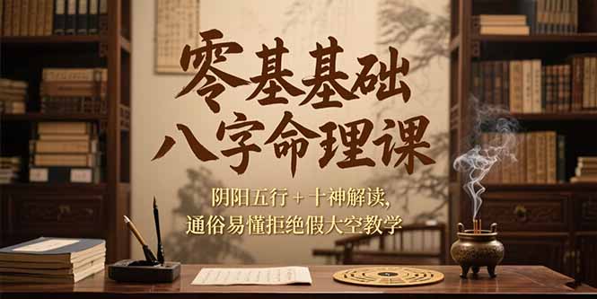 零基础八字命理课,阴阳五行+十神解读,通俗易懂拒绝假大空教学-网创资源地