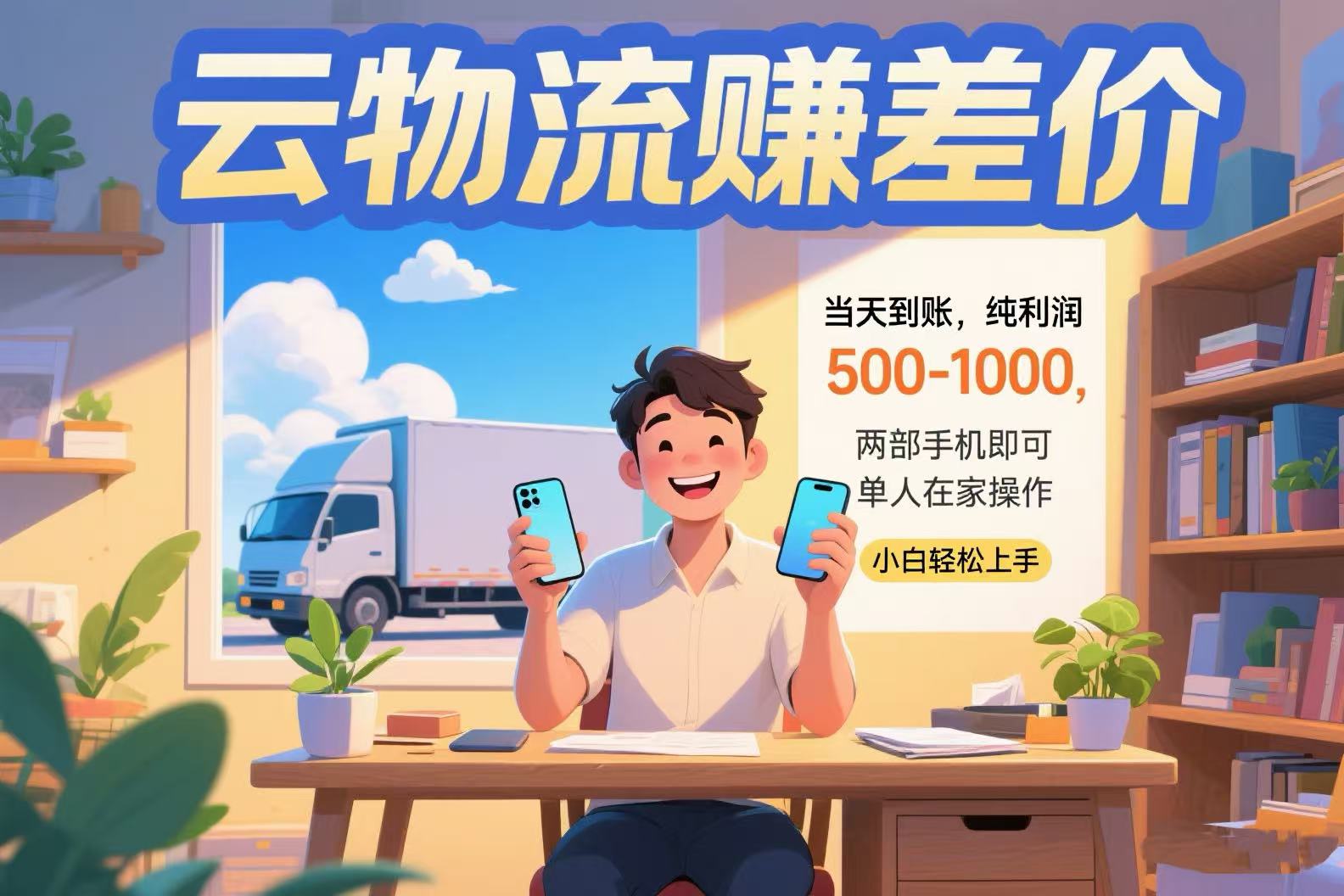 云物流赚差价 当天到账纯利润500-1000 两部手机即可 可单人在家操作 小…-网创资源地