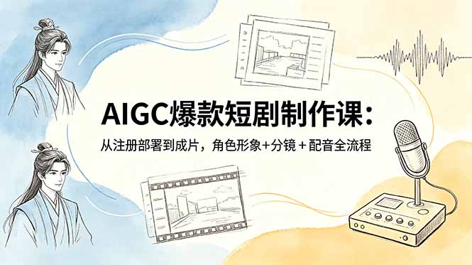 AIGC爆款短剧制作课:从注册部署到成片,角色形象+分镜+配音全流程-网创资源地