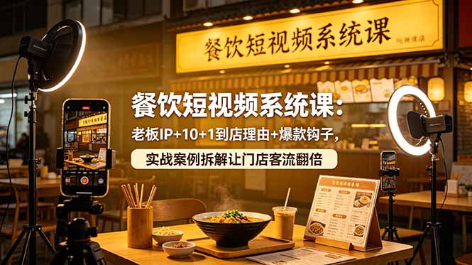 餐饮短视频系统课:老板IP+10+1到店理由+爆款钩子,实战案例拆解让门店客流翻倍-网创资源地