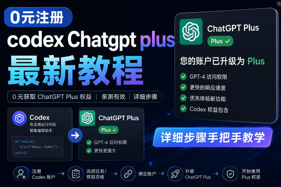 0元全自动注册codex gpt plus最新教程,0元获取GPT Plus权益,手把手详细教学-网创资源地