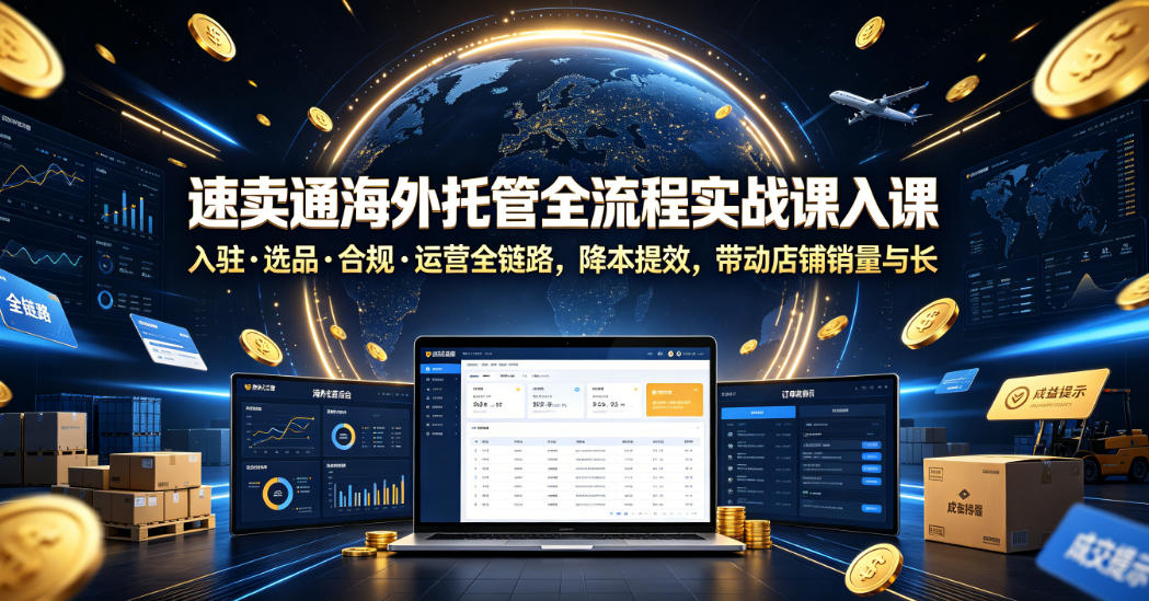 速卖通海外托管全流程实战课入驻・选品・合规・运营全链路,降本提效,带动店铺销量与收益增长-网创资源地