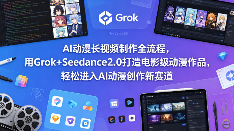 AI动漫长视频制作全流程,用Grok+Seedance2.0打造电影级动漫作品,轻松进入AI动漫创作新赛道-网创资源地