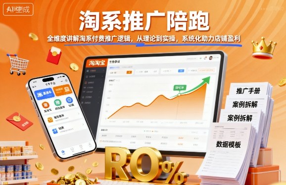 淘系推广陪跑,全维度讲解淘系付费推广逻辑,从理论到实操,系统化助力店铺盈利-网创资源地