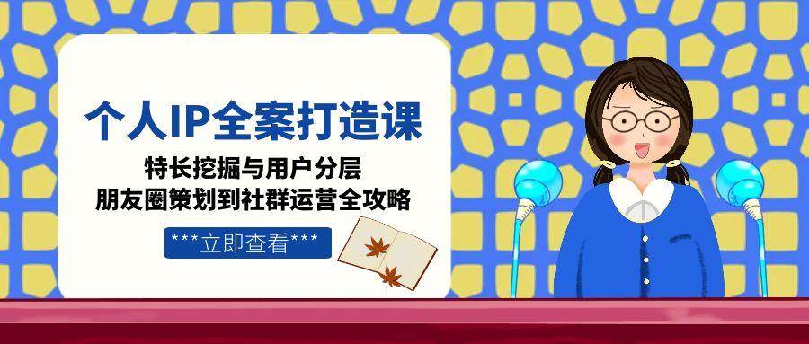 个人IP全案打造课，特长挖掘与用户分层，朋友圈策划到社群运营全攻略-网创资源地