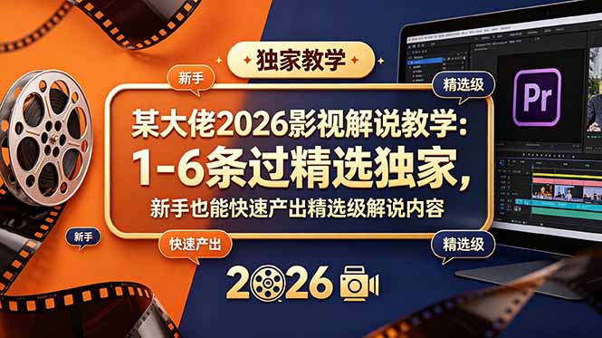某大佬2026影视解说教学:1-6条过精选独家,新手也能快速产出精选级解说内容-网创资源地