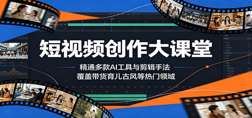 短视频创作大课堂:精通多款AI工具与剪辑手法,覆盖带货、育儿、古风等热门领域-网创资源地