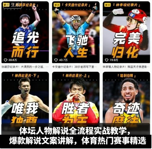 体坛人物解说全流程实战教学,爆款解说文案讲解,体育热门赛事精选-网创资源地