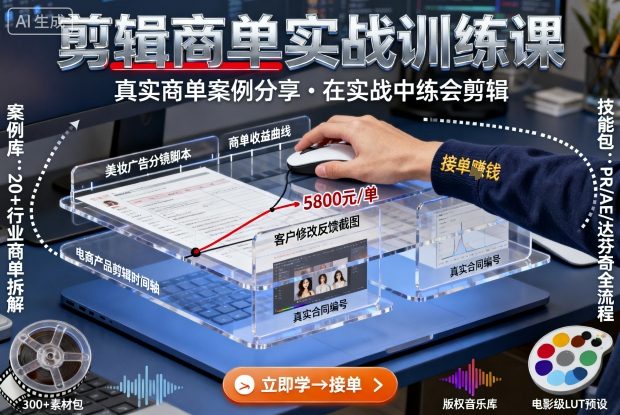剪辑商单实战训练课,真实商单案例分享,在实战中练会剪辑-网创资源地