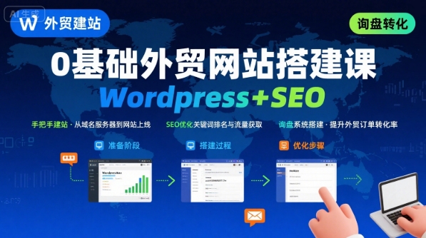 WordPress外贸建站+SEO优化课程,手把手教你从0到1搭建可获得询盘的外贸网站-网创资源地