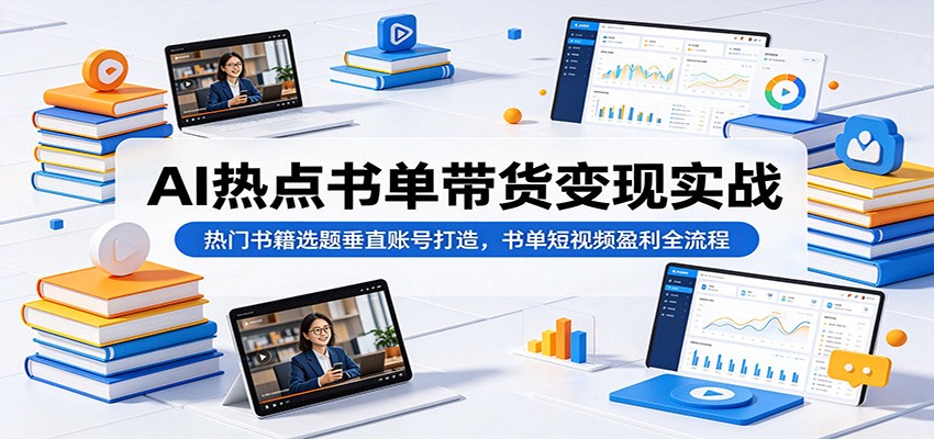 AI热点书单带货变现实战:热门书籍选题垂直账号打造,书单短视频盈利全流程-网创资源地