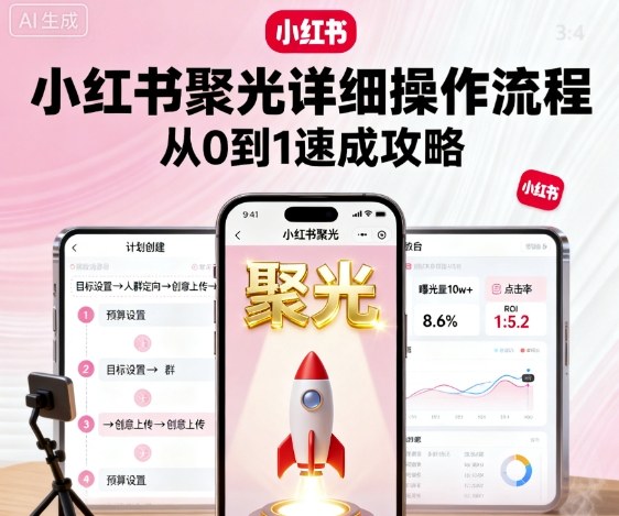 小红书聚光详细操作流程，小红书聚光从0到1速成攻略-网创资源地