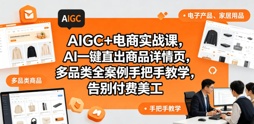 AIGC+电商实战课,AI一键直出商品详情页,多品类全案例手把手教学,告别付费美工(更新)-网创资源地