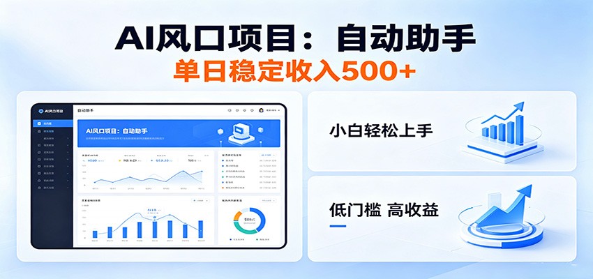 全新AI自动助手项目,低门槛入局,每日稳定收益500以上-网创资源地
