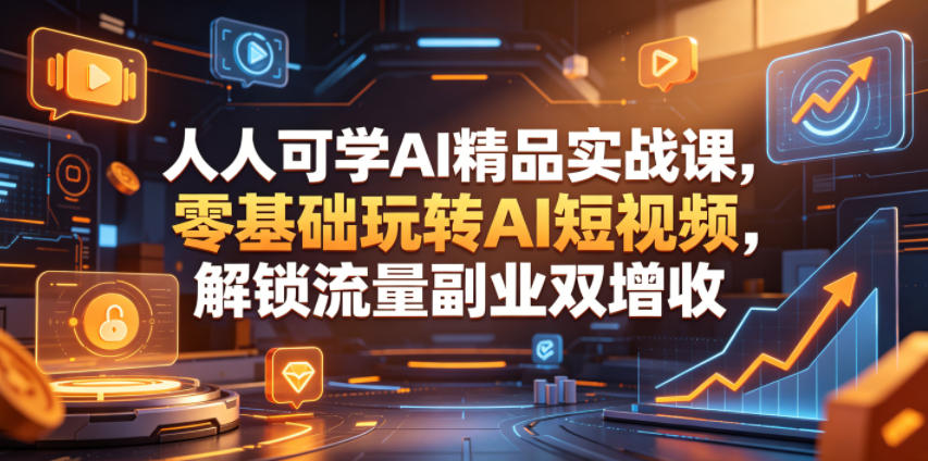 人人可学AI精品实战课，零基础玩转AI短视频，解锁流量副业双增收-网创资源地