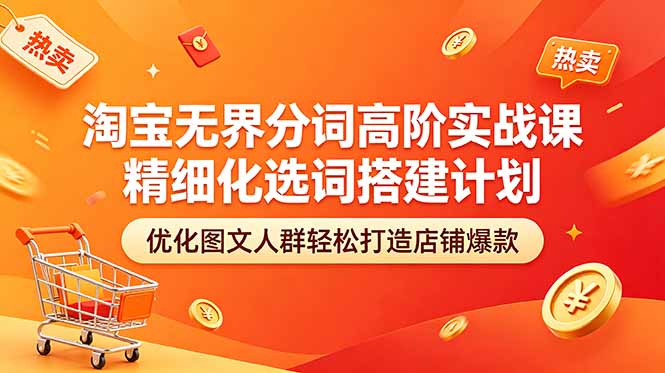 淘宝无界分词高阶实战课 精细化选词搭建计划 优化图文人群轻松打造店铺爆款-网创资源地