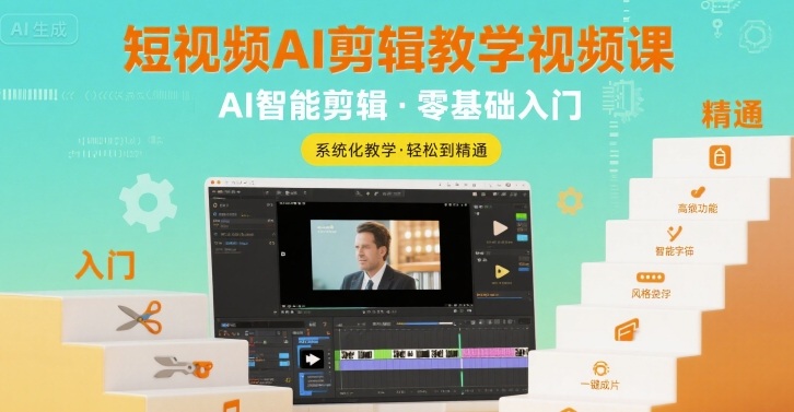 短视频AI剪辑教学视频课,入门到精通-网创资源地