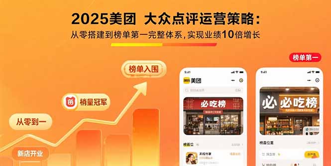 2025美团 大众点评运营策略:从零搭建到榜单第一完整体系,实现业绩10倍增长-网创资源地