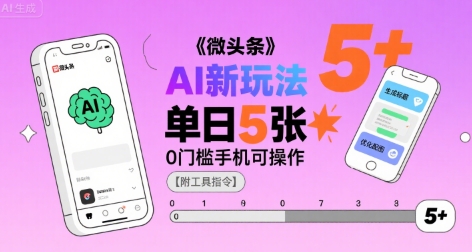 微头条AI新玩法,小白单日5张+,0门槛手机可操作【附工具指令】-网创资源地