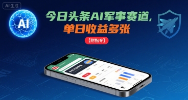 今日头条AI军事赛道,单日收益多张 ,手机可做【附指令】-网创资源地