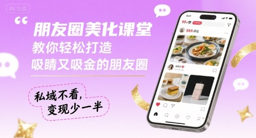 朋友圈美化课堂,教你轻松打造,吸睛又吸金的朋友圈,私域不看,变现少一半-网创资源地