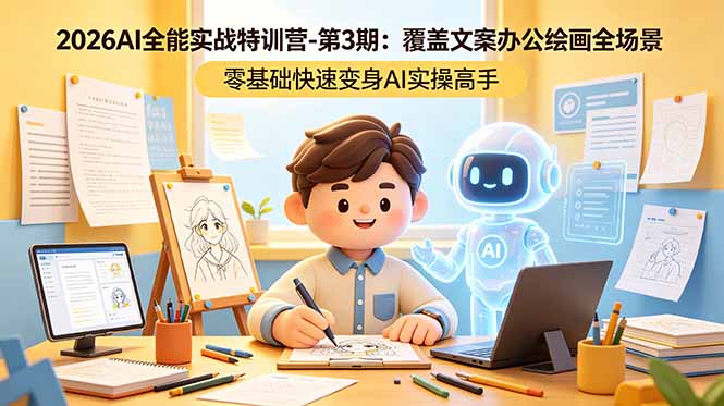 2026AI全能实战特训营-第3期：覆盖文案办公绘画全场景 零基础快速变身AI实操高手-网创资源地