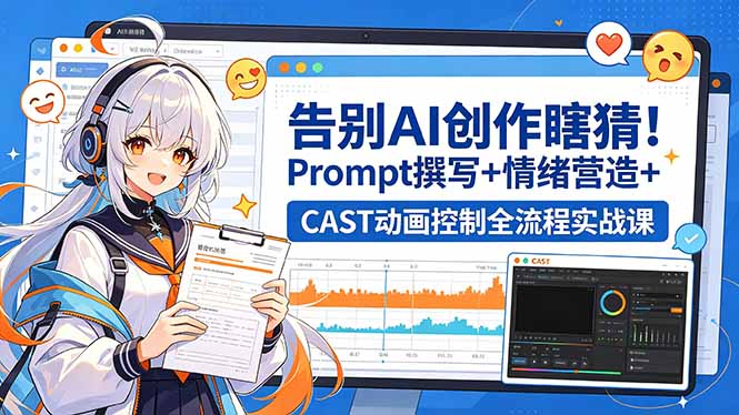 告别AI创作瞎猜!Prompt撰写+情绪营造+CAST动画控制全流程实战课-网创资源地