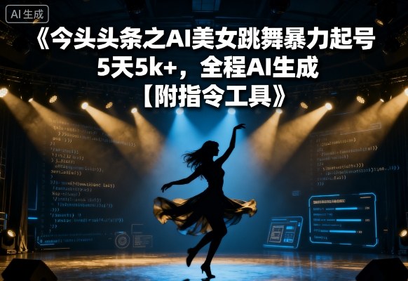 今日头条之AI美女跳舞暴力起号,5天1k+,全程AI生成【附指令工具】-网创资源地