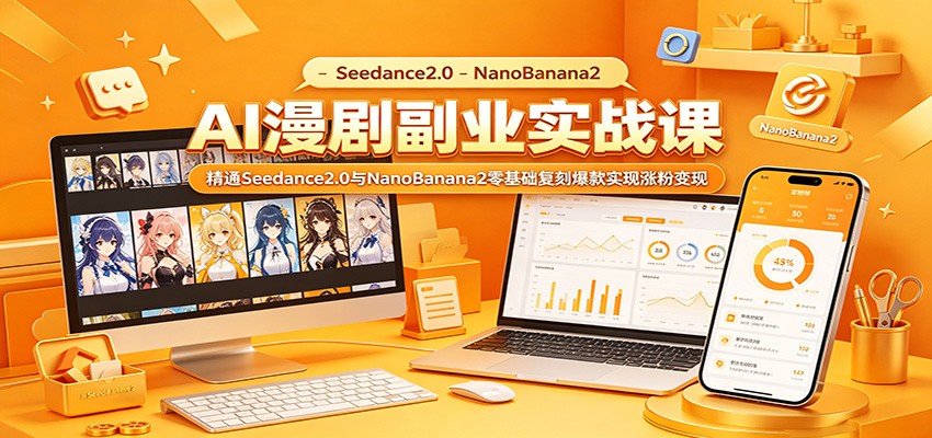 AI漫剧副业实战课:精通Seedance2.0与NanoBanana2零基础复刻爆款实现涨粉变现-网创资源地