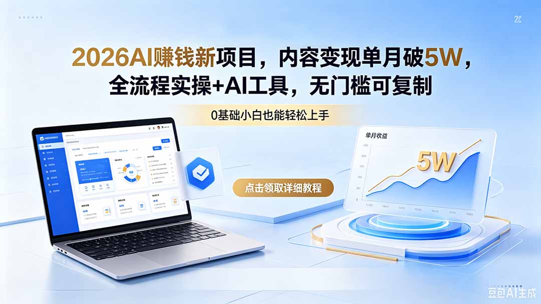 2026AI赚钱新项目,内容变现单月破5W,全流程实操+AI工具,无门槛可复制-网创资源地