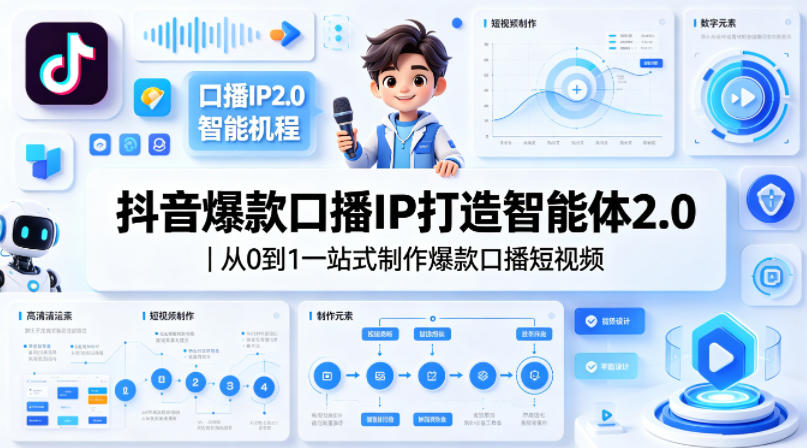 抖音爆款口播IP打造智能体2.0|从0到1一站式制作爆款口播短视频-网创资源地