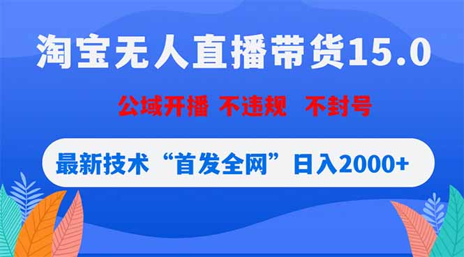淘宝无人直播带货15.0,不封号,不违规,公域玩法,首发全网日入2000+-网创资源地