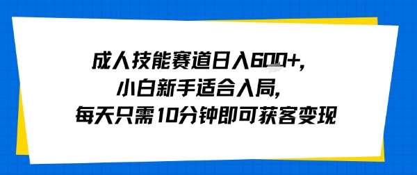 成人技能赛道日入多张,小白新手适合入局,每天只需10分钟即可获客变现-网创资源地