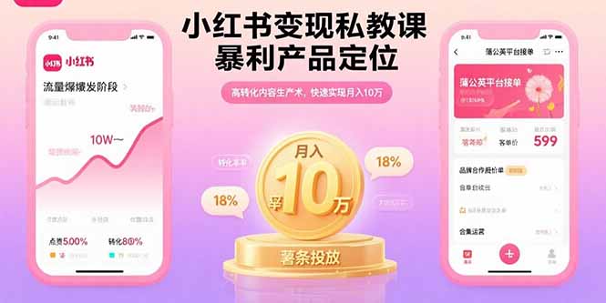 小红书变现私教课,暴利产品定位,高转化内容生产术,快速实现月入10万-网创资源地