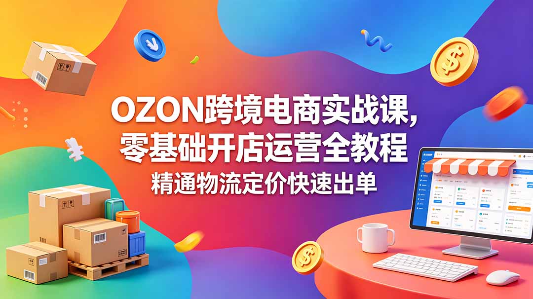 OZON 跨境电商实战课，零基础开店运营全教程，精通物流定价快速出单-网创资源地