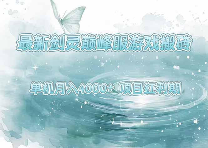 最新剑灵巅峰服游戏搬砖，项目红利期，单机稳定4000+操作简单好上手-网创资源地