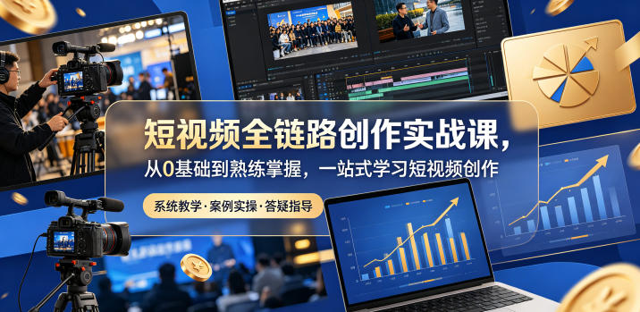 短视频全链路创作实战课,从0基础到熟练掌握,一站式学习短视频创作-网创资源地