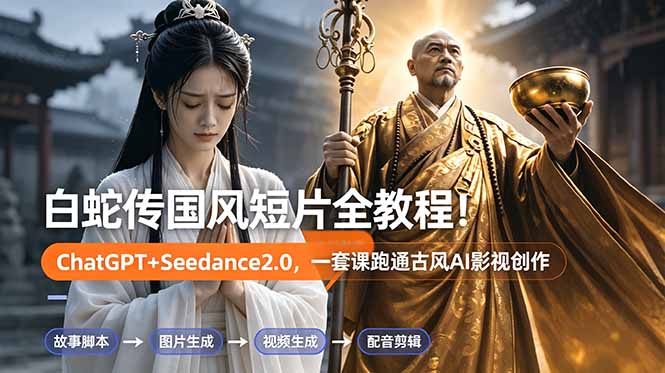 白蛇传-国风短片全教程！ChatGPT+Seedance2.0，一套课跑通古风AI影视创作-网创资源地