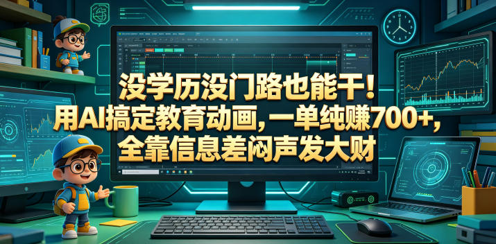 没学历没门路也能干!用AI搞定教育动画,一单纯賺700+,全靠信息差闷声发大财【揭秘】-网创资源地