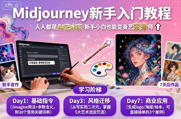 midjourney新手入门教程:人人都是AI艺术家,新手小白也能变身艺术大师-网创资源地