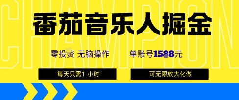 番茄音乐人掘金,单账号最高可撸1k+,可无限矩阵去做,零投入-网创资源地
