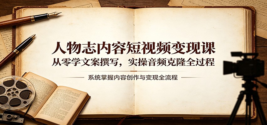 人物志内容短视频变现课:从零学文案撰写,实操音频克隆全过程-网创资源地
