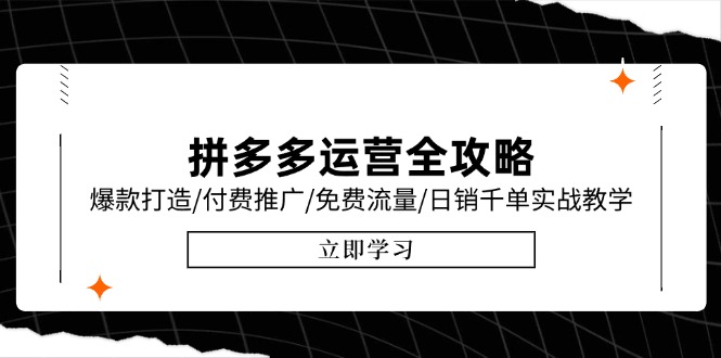 拼多多运营全攻略,爆款打造/付费推广/免费流量/日销千单实战教学/6月更新-网创资源地
