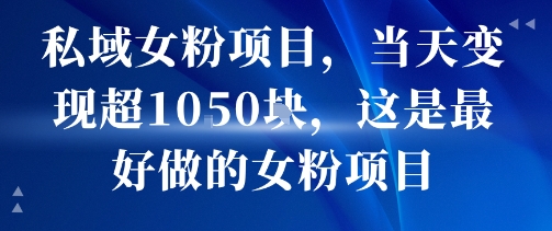 私域女粉项目，当天变现超1k，这是最好做的女粉项目，可放大操作-网创资源地